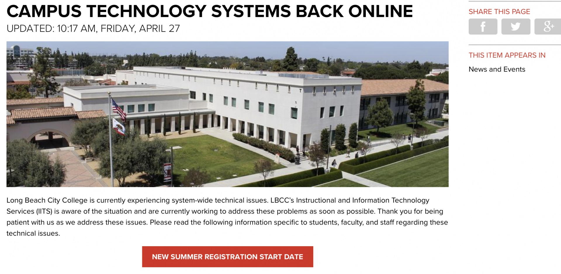 Malware attack is finally over just in time for summer classes LBCC